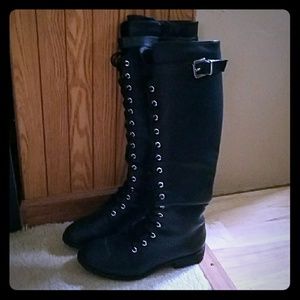 Knee high combat boots